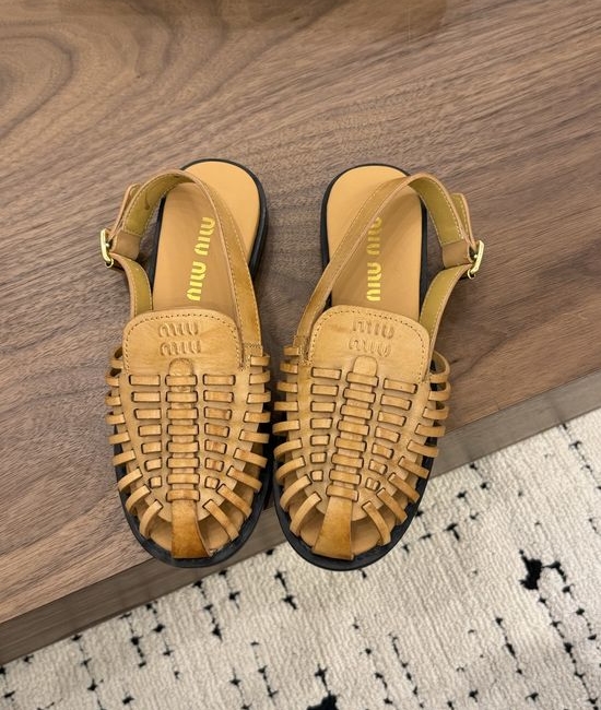 Miu Miu Woven Slingback Sandals Soft Leather Lining Non-slip Sole
