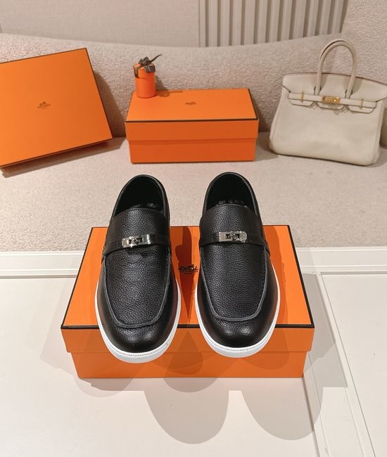 Hermes Classic Loafers with Decorative Buckle Design
