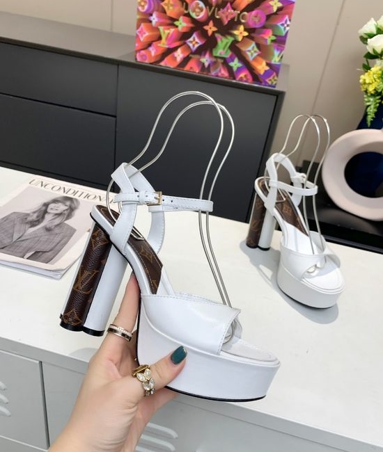 Louis Vuitton LV Elegant Floral High Heels Leather Upper Soft Lining