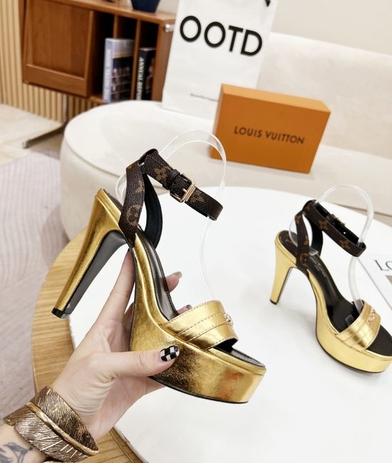 Louis Vuitton LV Stylish Color Block High Platform Leather Heels