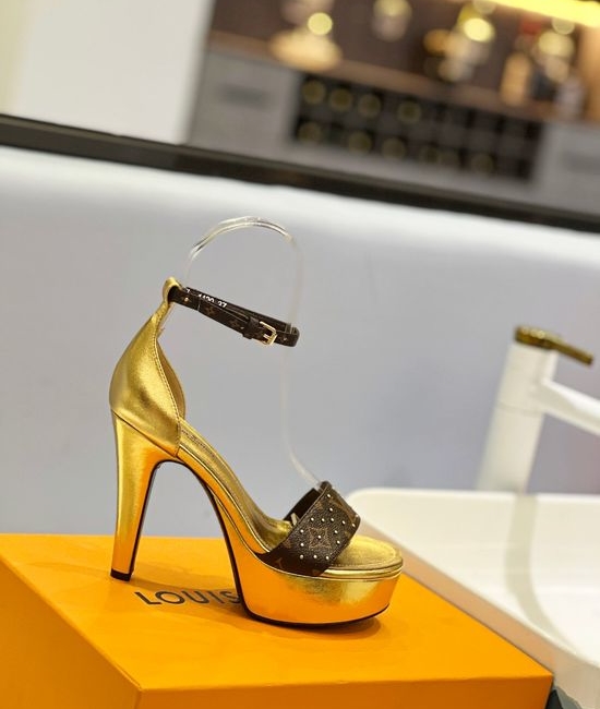 Louis Vuitton LV Elegant Color Block Leather Sole Platform Heels