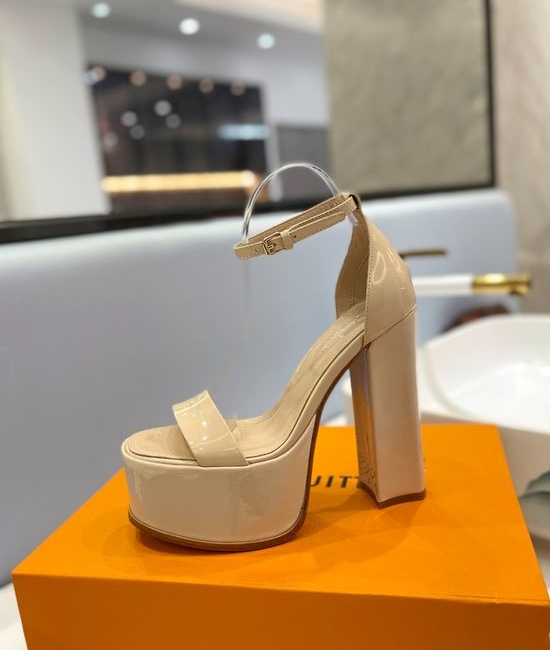 Louis Vuitton LV Timeless Buckle High Heel Sandals Premium Leather Upper