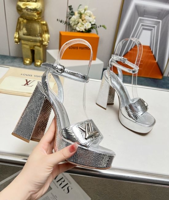 Louis Vuitton LV Premium Texture Platform Sandals Soft Goat Leather Insole Durable Sole