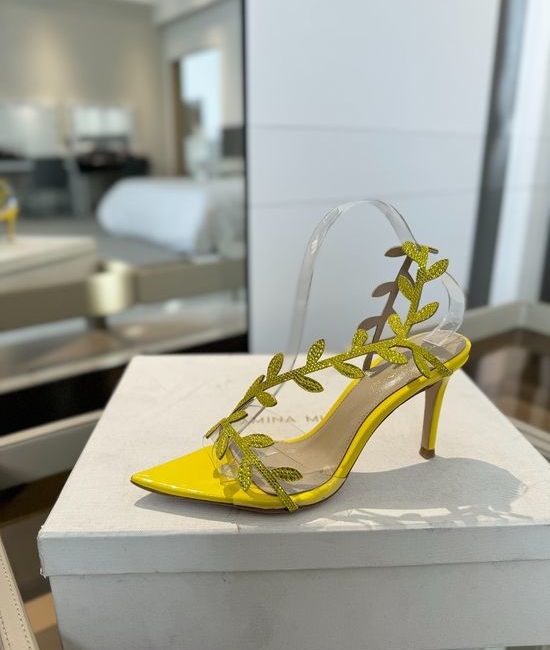 Gianvito Rossi Rhinestone Pointed Toe High Heel Slide Sandals