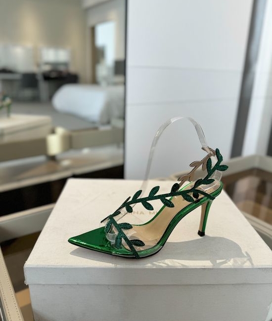 Gianvito Rossi Rhinestone Pointed Toe High Heel Slide Sandals
