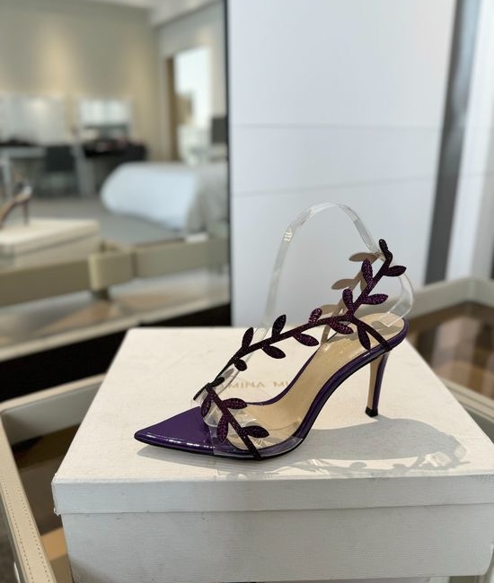 Gianvito Rossi Rhinestone Pointed Toe High Heel Slide Sandals