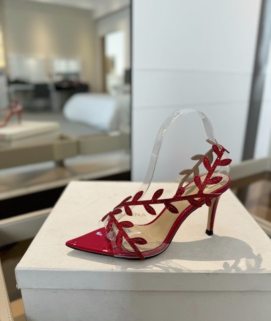Gianvito Rossi Rhinestone Pointed Toe High Heel Slide Sandals