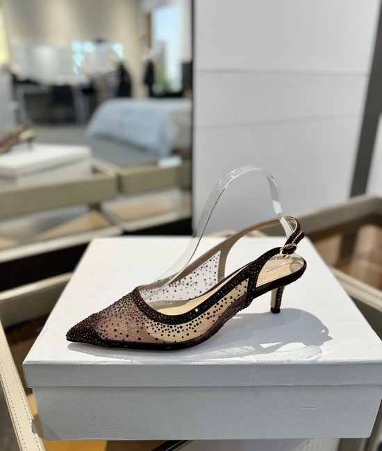 Gianvito Rossi Rhinestone Mesh Pointed Toe Stiletto Heel Sandals