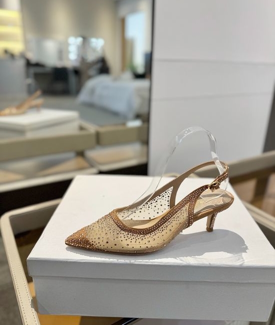 Gianvito Rossi Rhinestone Mesh Pointed Toe Stiletto Heel Sandals