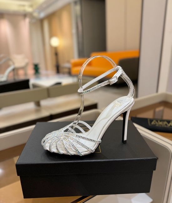 Alevi Milano Rhinestone Decorated Cutout High Heel Dress Sandals