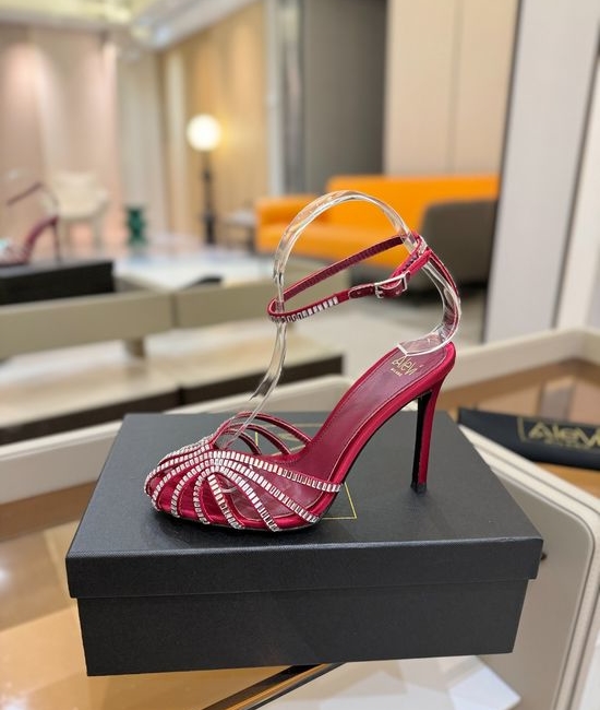 Alevi Milano Rhinestone Decorated Cutout High Heel Dress Sandals