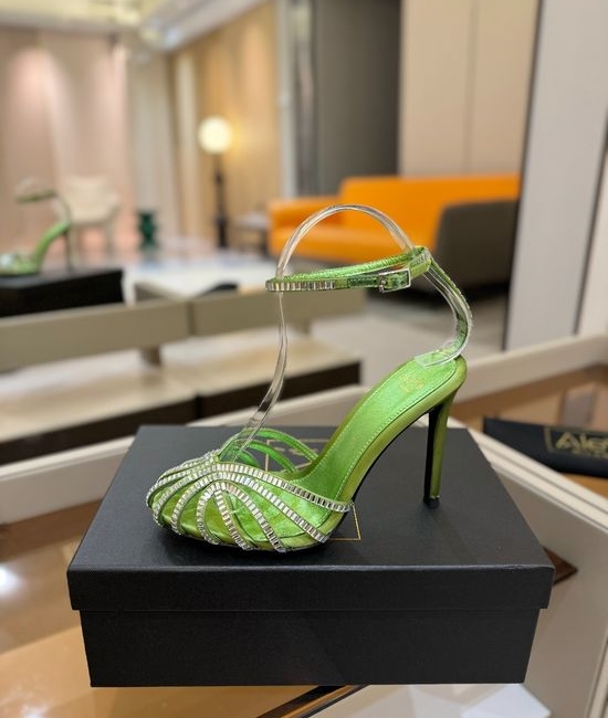 Alevi Milano Rhinestone Decorated Cutout High Heel Dress Sandals