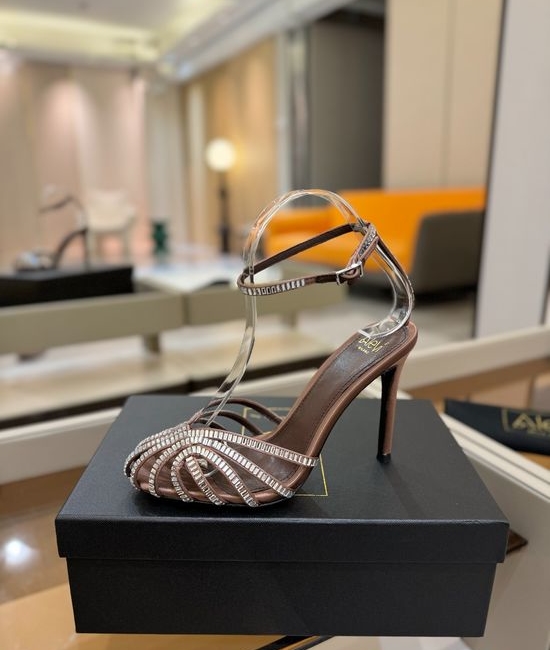 Alevi Milano Rhinestone Decorated Cutout High Heel Dress Sandals