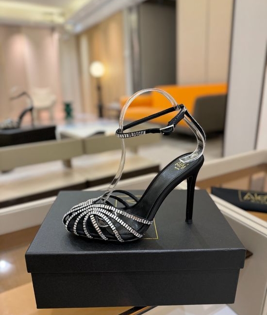 Alevi Milano Rhinestone Decorated Cutout High Heel Dress Sandals