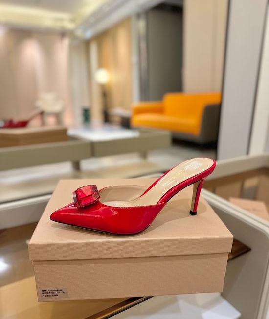 Gianvito Rossi Gem Decorated Pointed Toe High Heel Slide Shoes