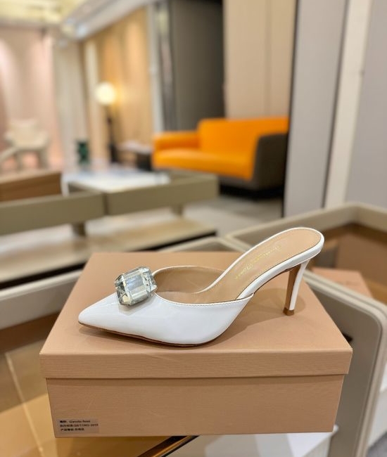 Gianvito Rossi Gem Decorated Pointed Toe High Heel Slide Shoes