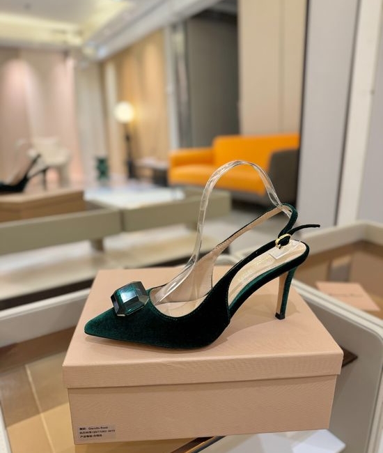 Gianvito Rossi Gemstone Velvet Patent High Heel Slide Sandals
