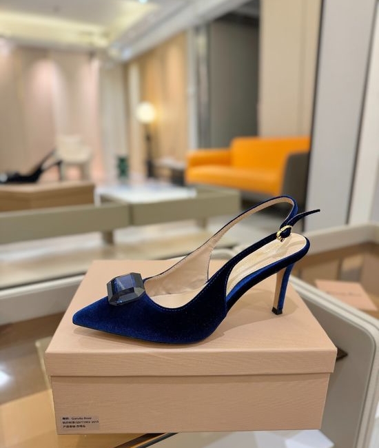 Gianvito Rossi Gemstone Velvet Patent High Heel Slide Sandals