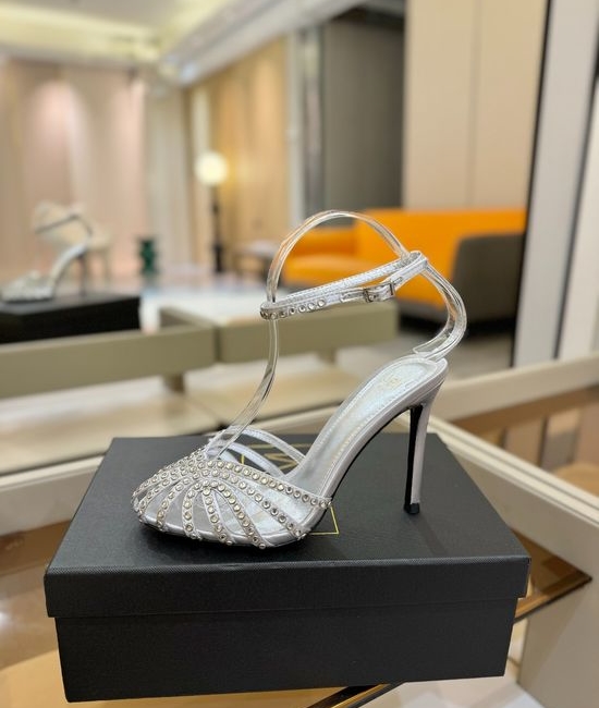 Alevi Milano Rhinestone Decorated Cutout High Heel Dress Sandals