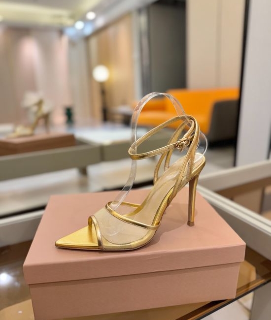 Gianvito Rossi Minimalist Leather Mesh High Heel Shoes