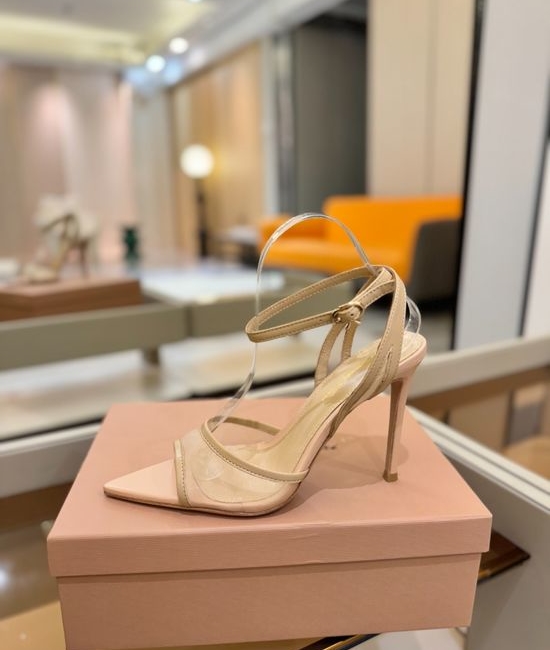Gianvito Rossi Minimalist Leather Mesh High Heel Shoes