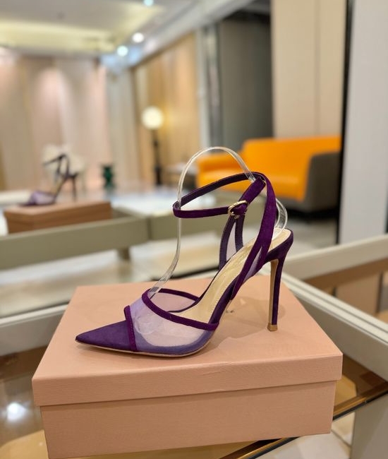 Gianvito Rossi Minimalist Leather Mesh High Heel Shoes