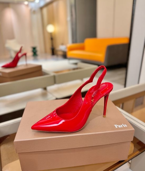 Christian Louboutine Wave-back High Heels Patent Leather Upper Genuine Leather Sole