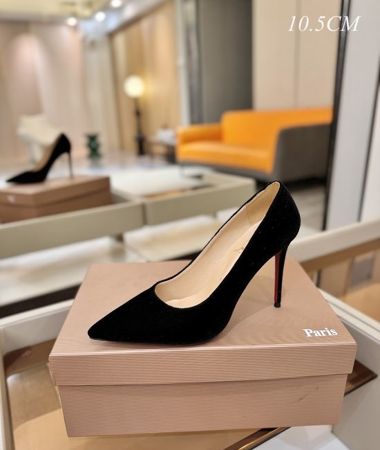 Christian Louboutine Velvet Pumps Classic Red Sole Sheepskin Lining