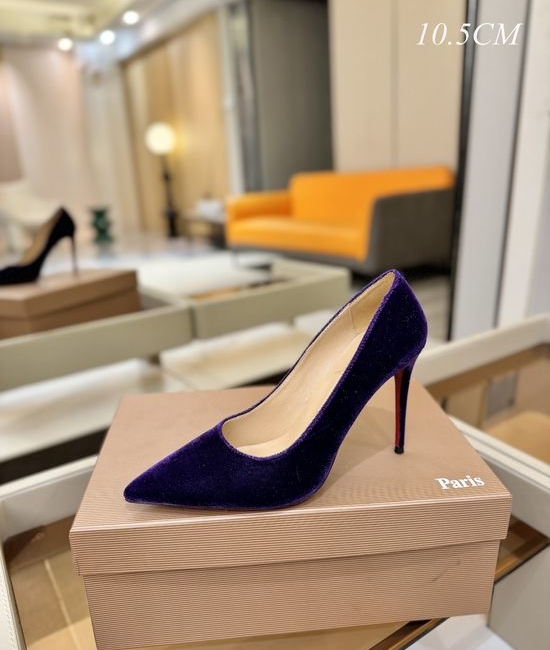 Christian Louboutine Velvet Pumps Classic Red Sole Sheepskin Lining