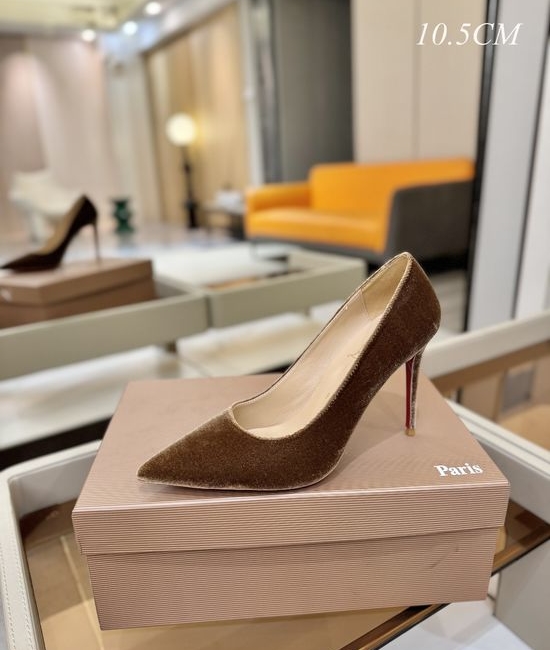 Christian Louboutine Velvet Pumps Classic Red Sole Sheepskin Lining