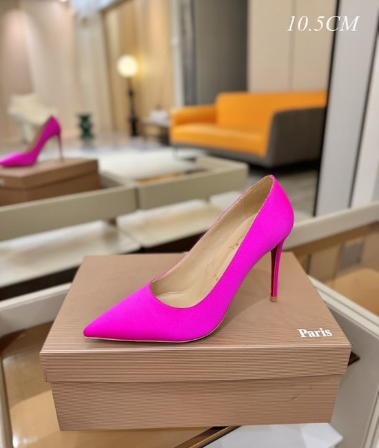 Christian Louboutine Silk Upper High Heels Genuine Leather Sole Customizable Heel Height
