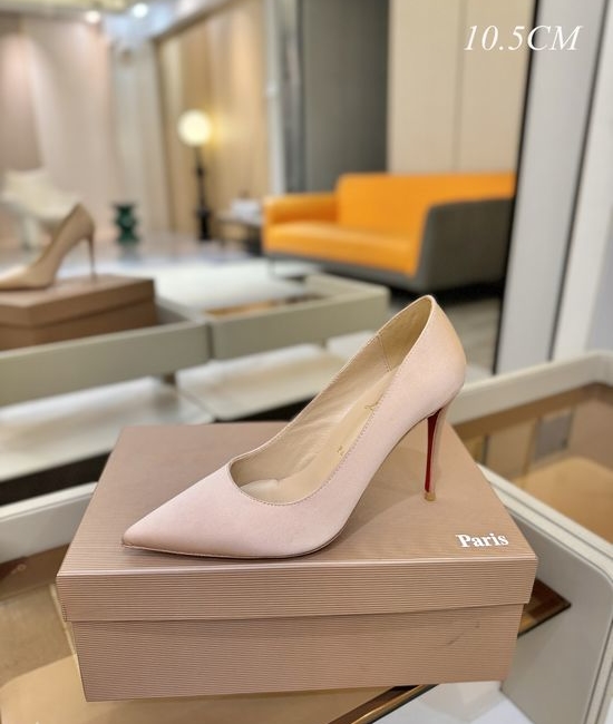 Christian Louboutine Silk Upper High Heels Genuine Leather Sole Customizable Heel Height