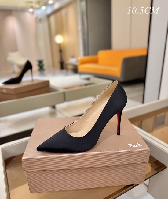 Christian Louboutine Silk Upper High Heels Genuine Leather Sole Customizable Heel Height