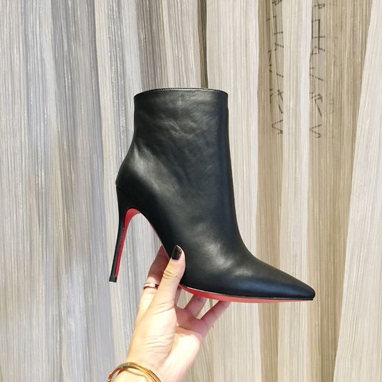 Christian Louboutine Top Grain Leather Stiletto Pointed Toe Dress Boots
