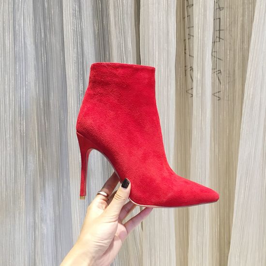 Christian Louboutine Stiletto Rivet Ankle Boots Suede Upper Soft Lining