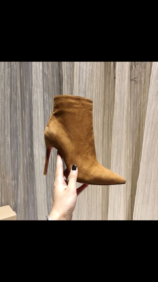 Christian Louboutine Stiletto Rivet Ankle Boots Suede Upper Soft Lining
