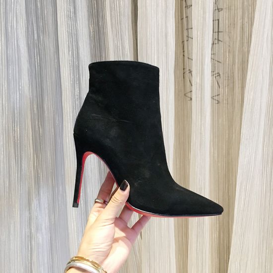 Christian Louboutine Stiletto Rivet Ankle Boots Suede Upper Soft Lining