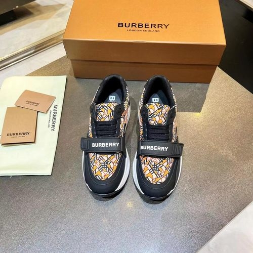 Burberry Vintage Plaid Suede Leather Platform Sneakers