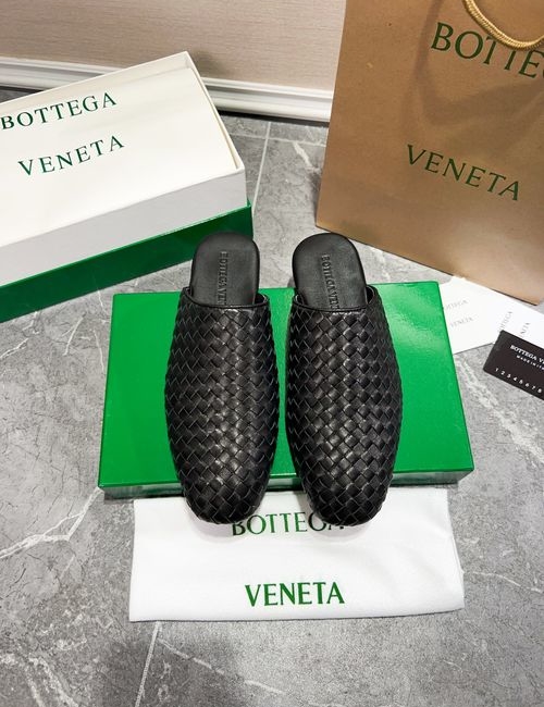 Bottega Veneta BV Woven Sheepskin Mules With Leather Outsole