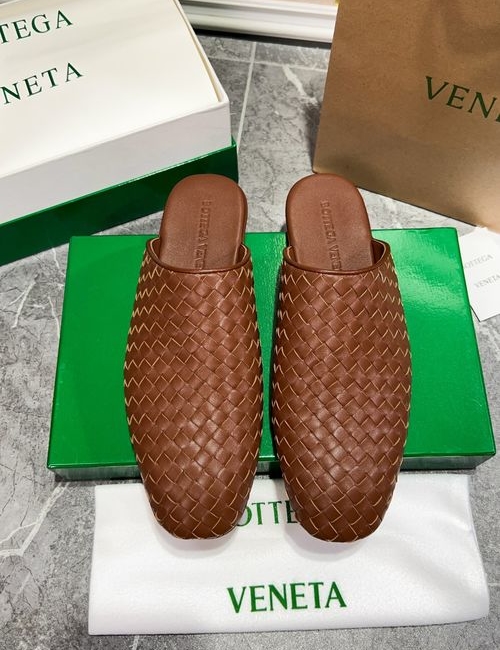 Bottega Veneta BV Woven Sheepskin Mules With Leather Outsole