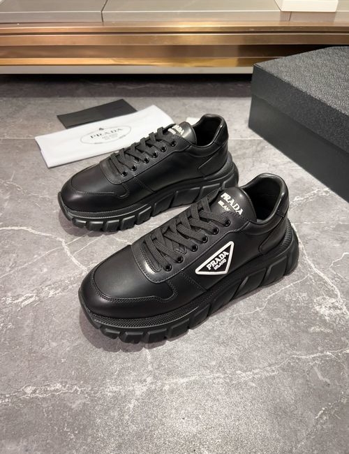 Prada Lace-up Sneakers Nappa Leather Upper Side Zipper
