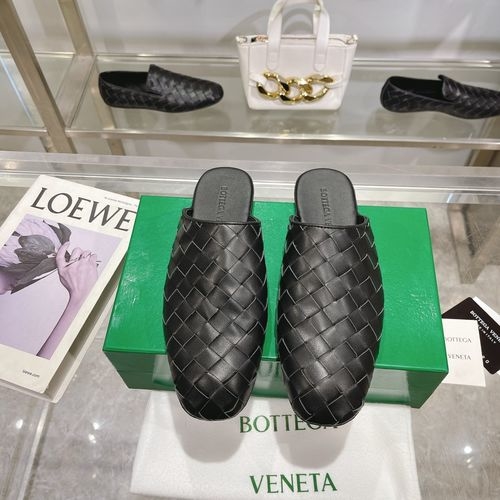 Bottega Veneta BV Woven Half Mules Leather Sole