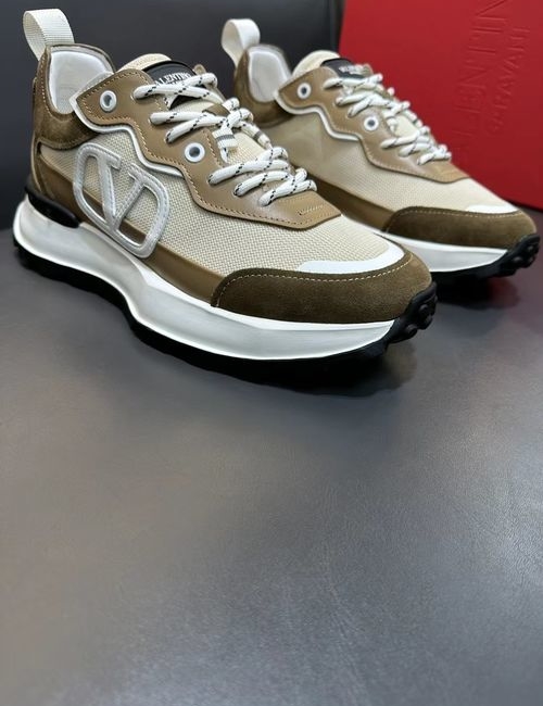Valentino Spliced Leather Sneakers With Rubber Sole