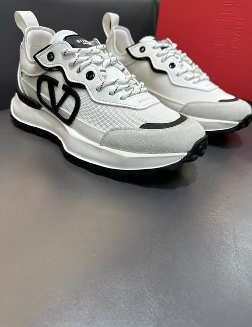 Valentino Spliced Leather Sneakers With Rubber Sole