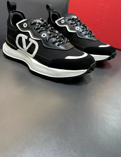 Valentino Spliced Leather Sneakers With Rubber Sole