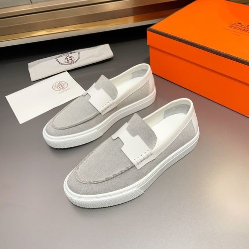 Hermes Canvas Slip-on Loafers