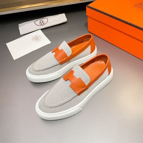 Hermes Canvas Slip-on Loafers