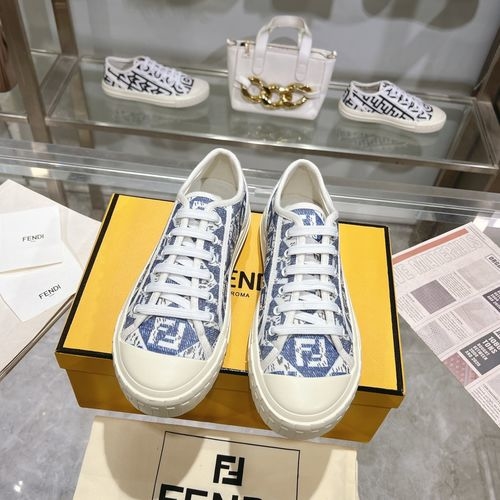 Fendi Domino Sneakers Denim FF Embroidery