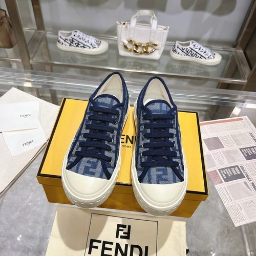 Fendi Domino Sneakers Denim FF Embroidery