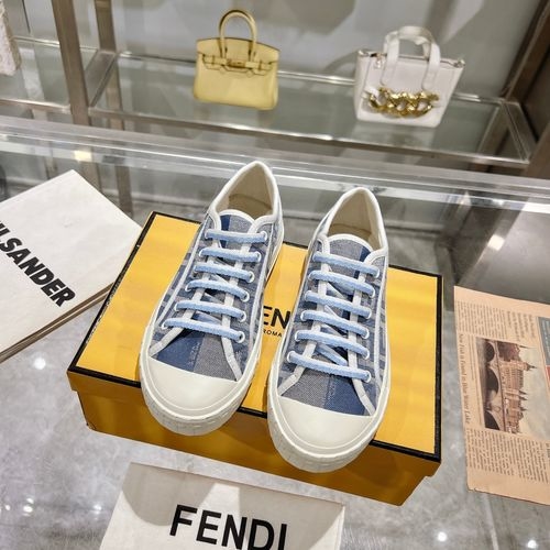 Fendi Domino Sneakers Denim FF Embroidery